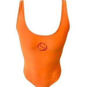 GUCCI Vintage GG Interlocking Logo Swimwear Swimsuit #XS Orange RankB [101570]